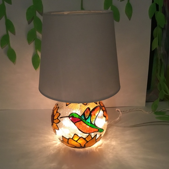 Hand painted Stained glass 13 inch lamp - Picture 3 of 3